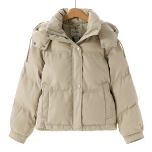 拆卸连帽PU皮插肩袖 冬装 夹棉防风皮外套602 兰 1499西湖阁老