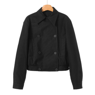 袢带收腰显高挑双排扣夹棉短外套100 冬装 889西湖阁老