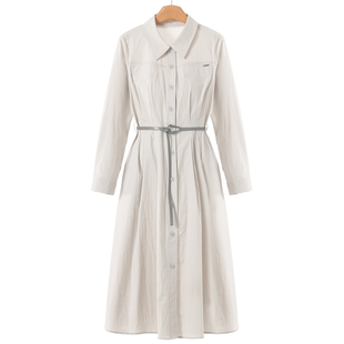 33%锦纶 大摆过膝衬衫 绍 领连衣裙397 春装 599