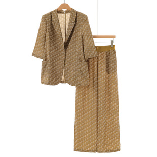 绍 五分袖 西装 西湖阁老 套装 春装 高腰松紧阔腿裤 339 歌