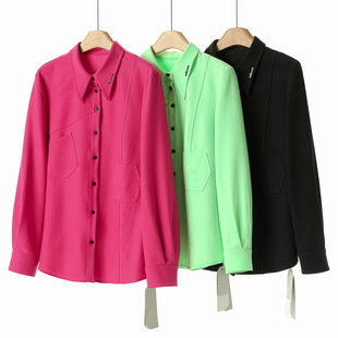 31%粘纤 简约衬衫 兹 不规则拼接口袋法式 030 冬季 579