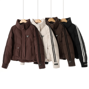 针织拼接织带插肩袖 冬装 立领羽绒服811 林 西湖阁老