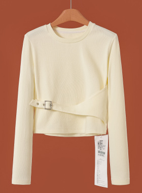 690西湖阁老【AL】春装*绍 腰封调节扣暖系显瘦打底T恤988