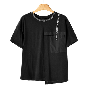 宽松拼接不规则衣摆短袖 夏装 T恤737弜 漠 339西湖阁老