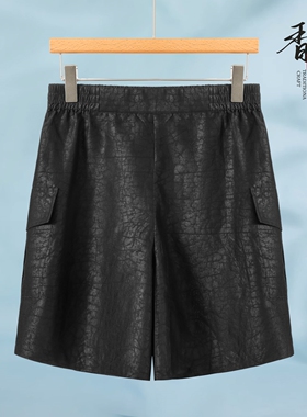 100桑蚕丝~香云纱【玫】韦春装 松紧腰工装风休闲真丝短裤632