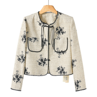 西湖阁老 春季 国风串珠盘扣新中式 刺绣短外套322 俪