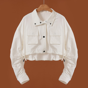 系带抽绳收褶落肩袖 999 26春装 莫Y 宽松外套322 38%锦纶