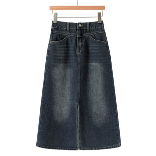 后腰松紧含再生纤维素牛仔半身裙851 冬季 399西湖阁老 兰