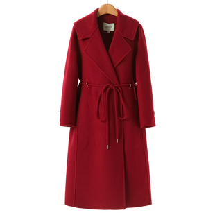 冬装 熠 暗扣系腰绳双面呢长毛大衣610 10%羊绒 2799