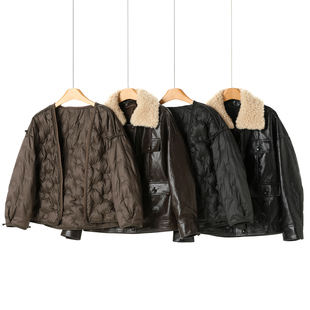 冬装 当季 可拆卸羊毛毛领绵羊皮革两件套羽绒服590 申 鹅绒服