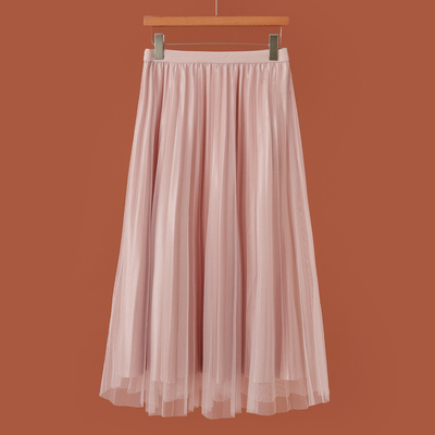 469西湖阁老【奕】春装 松紧高腰气质百褶网纱半身裙701