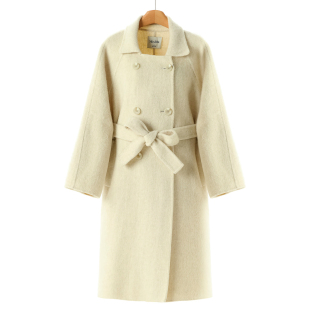 插肩袖 2599 冬装 兰 系腰带双面呢长毛大衣911 100绵羊毛