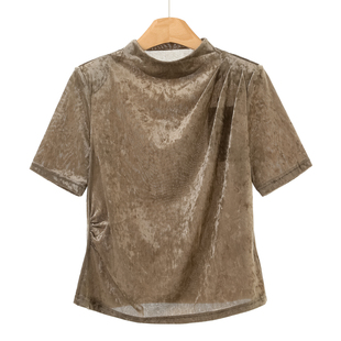 垫肩绒面弹力短袖 春装 打底T恤701 文 299西湖阁老