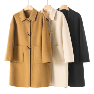 牛角扣溜肩袖 2180 冬季 桑S 双面呢大衣551 100绵羊毛