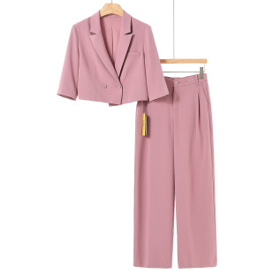 逸 OL风套装 夏装 垂感阔腿裤 961弜 无口袋短西装 西湖阁老