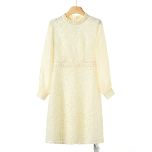 拼接袖 659 春季 卡拉 勾花温柔连衣裙509 82%莱赛尔天丝纤维