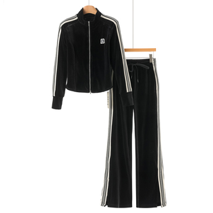 立领短款 春季 外套 松紧腰带抽绳直筒裤 101 过西湖阁老 套装 兰