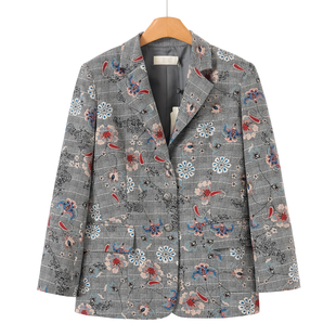 印花格纹韩系宽松西装 春装 外套775 栖 899西湖阁老