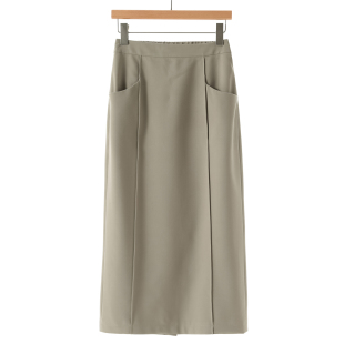 30%粘纤 松紧后腰修身 境 绍 拼接线开叉半身裙201 春装 529