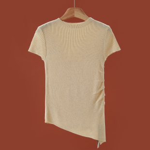 针织衫 339西湖阁老 含绵羊毛圆领气质不规则修身 夏装 036 兰