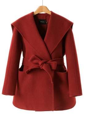 2299 9%羊驼毛+90%绵羊毛【莫Y】冬装 海军领双面呢长毛大衣334