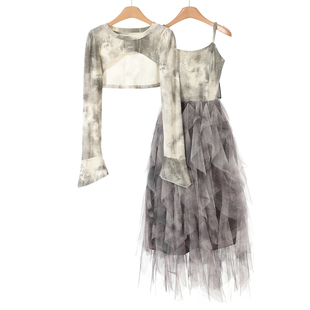 罩衫 春装 喇叭袖 两件套180 绍网纱拼接连衣裙 599西湖阁老