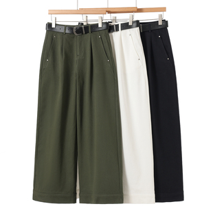 格雷系高腰纯色棉质阔腿长裤 粘纤 春装 葛 602 莱赛尔