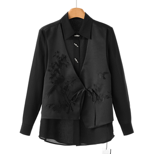 莫Y 衬衫 春装 系带刺绣假两件长袖 163 新中式 899西湖阁老