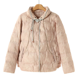 绍 冬装 编织袢平安扣刺绣立领羽绒服609 缘纳YL 2300鹅绒服