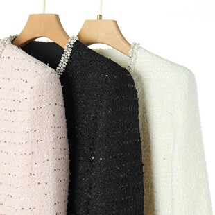 重手工钉珠亮片圆领小香风短款 冬装 外套603 俪 西湖阁老