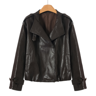 拉春装 韦 调节领带软皮宽松皮衣外套610 绵羊皮 补到现货啦