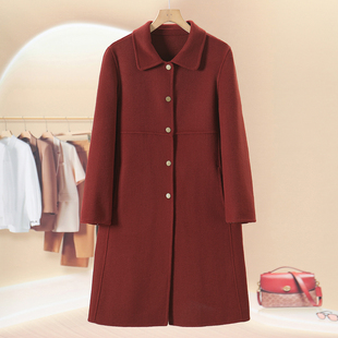 冬 特价 方领金属排扣全羊毛双面呢大衣外套H230 煜 西湖阁老