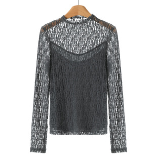 性感微透假两件蕾丝套头小衫 499 冬装 莫Y 434 90%锦纶