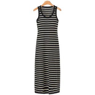 26春装 圆领套头条纹收腰针织背心连衣裙722 莫Y 739西湖阁老