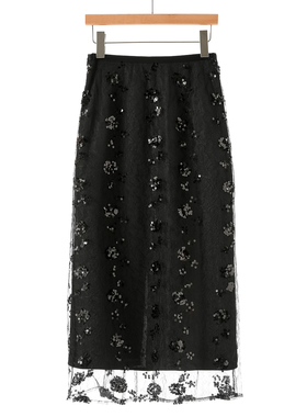 479西湖阁老【栖】春装 网纱亮片甜妹开叉A字半身裙713