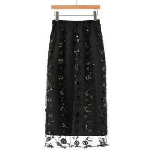 网纱亮片甜妹开叉A字半身裙713 春装 479西湖阁老 栖