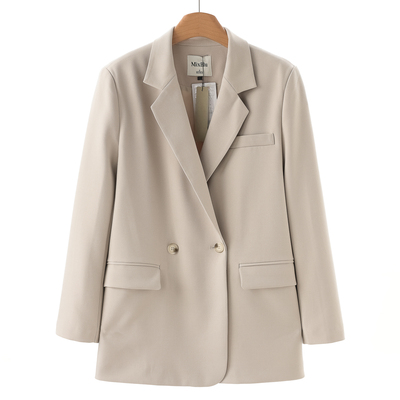 839西湖阁老【兰】春季 西装领双排扣可通勤纯色直筒外套016