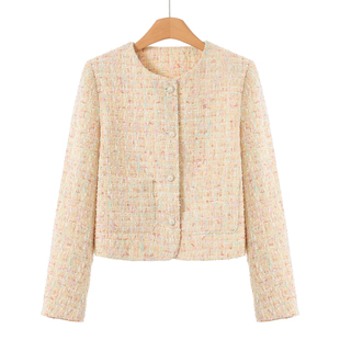 春装 特种纱线 俪 西湖阁老 珍珠扣格纹小香风外套506 漂亮