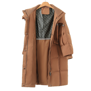 保暖针织翻领收口袖 冬装 连帽过膝羽绒服875 寇 西湖阁老