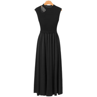 圆领小心机镂空针织拼接无袖 999 26春装 莫Y 连衣裙334 56%粘纤