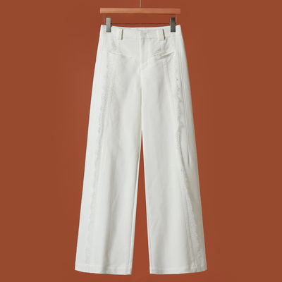 699西湖阁老【真情】26春装 蕾丝花边垂感高挑宽脚裤571