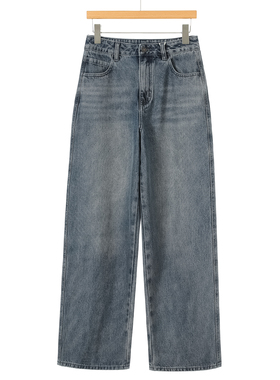 西湖阁老【芙】春装 港味垂感御姐气质宽脚牛仔直筒裤510