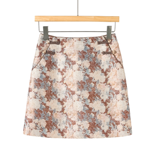 亮丝提花气质包臀盘扣短裙871 春季 599西湖阁老 蕾