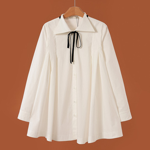 藏肉宽松系带撞色衬衫 699西湖阁老 拼折A版 春装 571 栖