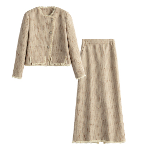 流苏毛边含羊毛小香风套装 春季 Z337 祝 西湖阁老