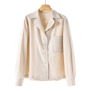 领有口袋直筒宽松开叉衬衫 西湖阁老 西装 韩货春季 775