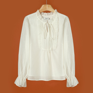 27%醋酸 套头衬衫 熠 木耳花边系带喇叭袖 002 春季 599