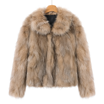 5999 貉子毛+羊皮革【韦】冬装 翻领双色晕染毛茸茸皮草外套030