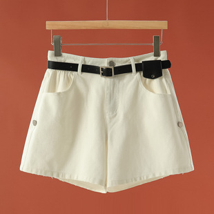 棉送皮质腰带阔腿牛仔短裤 夏装 105弜 栖 499西湖阁老