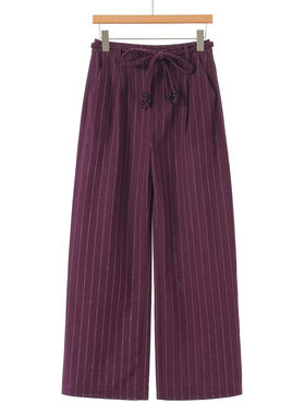 499西湖阁老【序】春装 麻花辫串珠腰带条纹拖地阔腿裤661